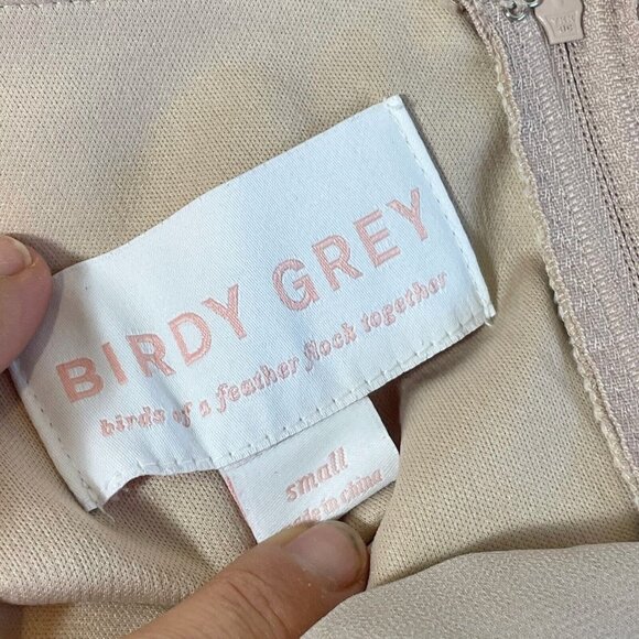 Birdy Grey Devin Convertible Chiffon Bridesmaid Dress Beige S Adjustable Straps - Picture 5 of 9